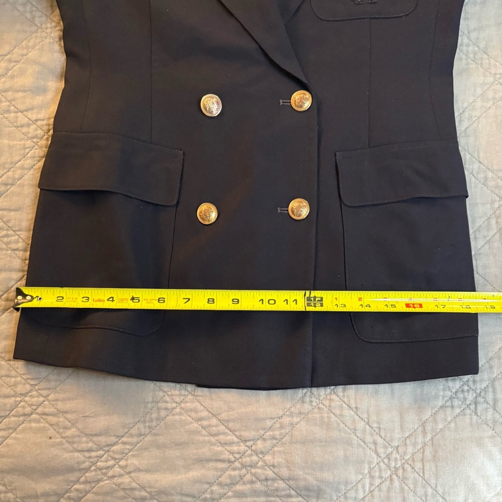 Vintage Lauren Ralph Lauren Navy Wool Blazer Crest Logo Designer Crown 4 *READ* - Picture 6 of 16